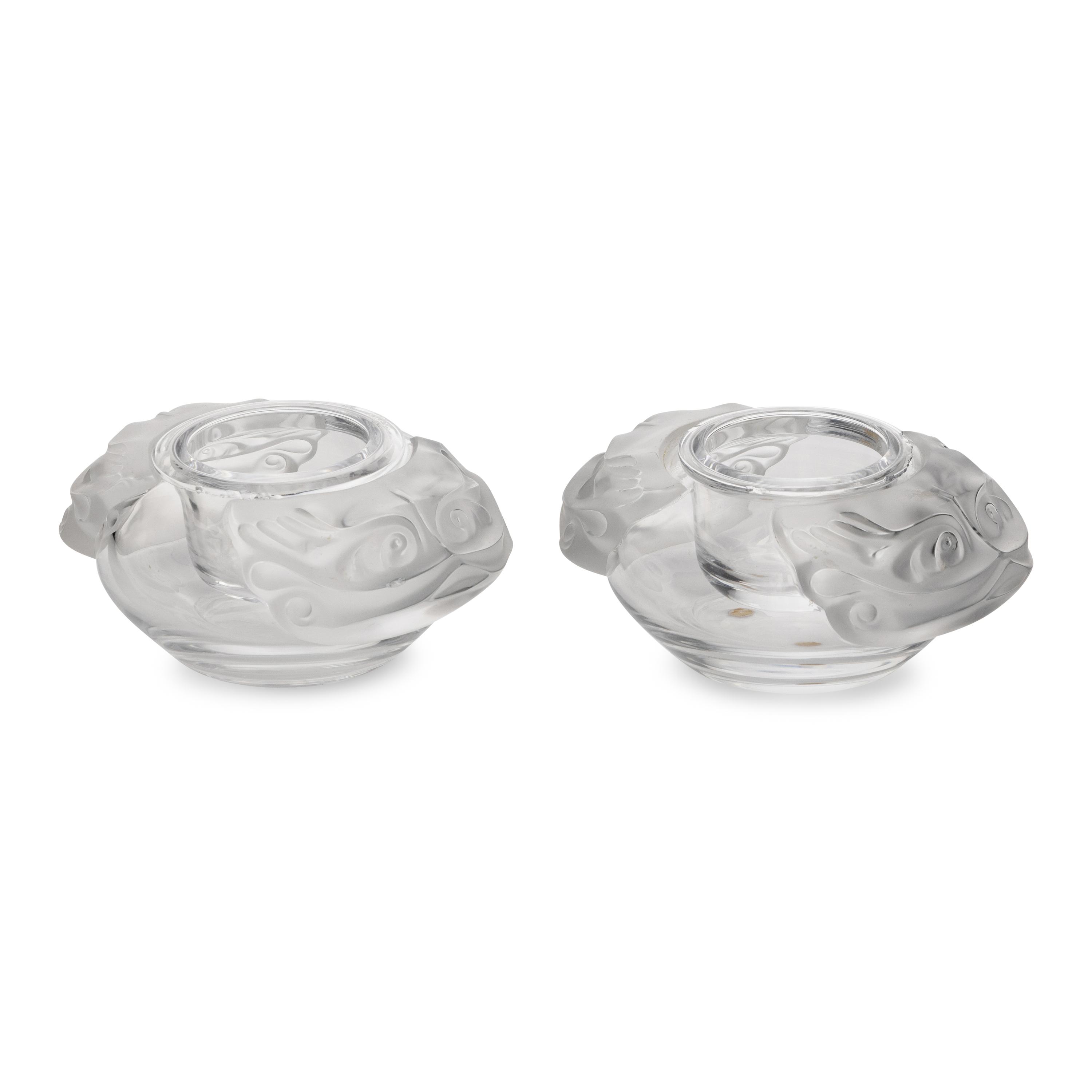 A Pair of Lalique Olga Caviar Bowls