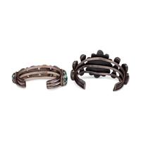 Pair of Navajo Silver and Turquoise Cuff Bracelets