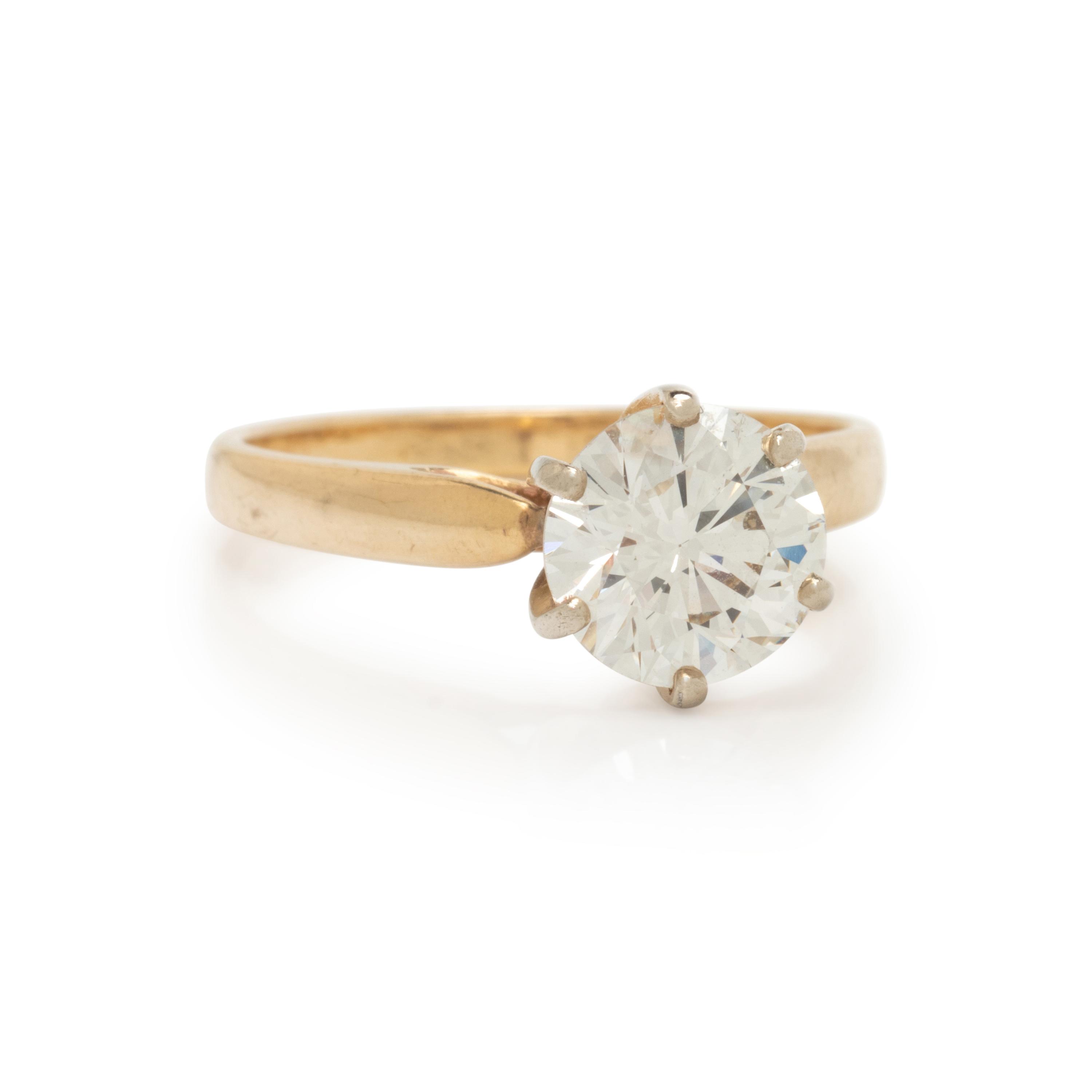 Yellow Gold and Diamond Solitaire Ring