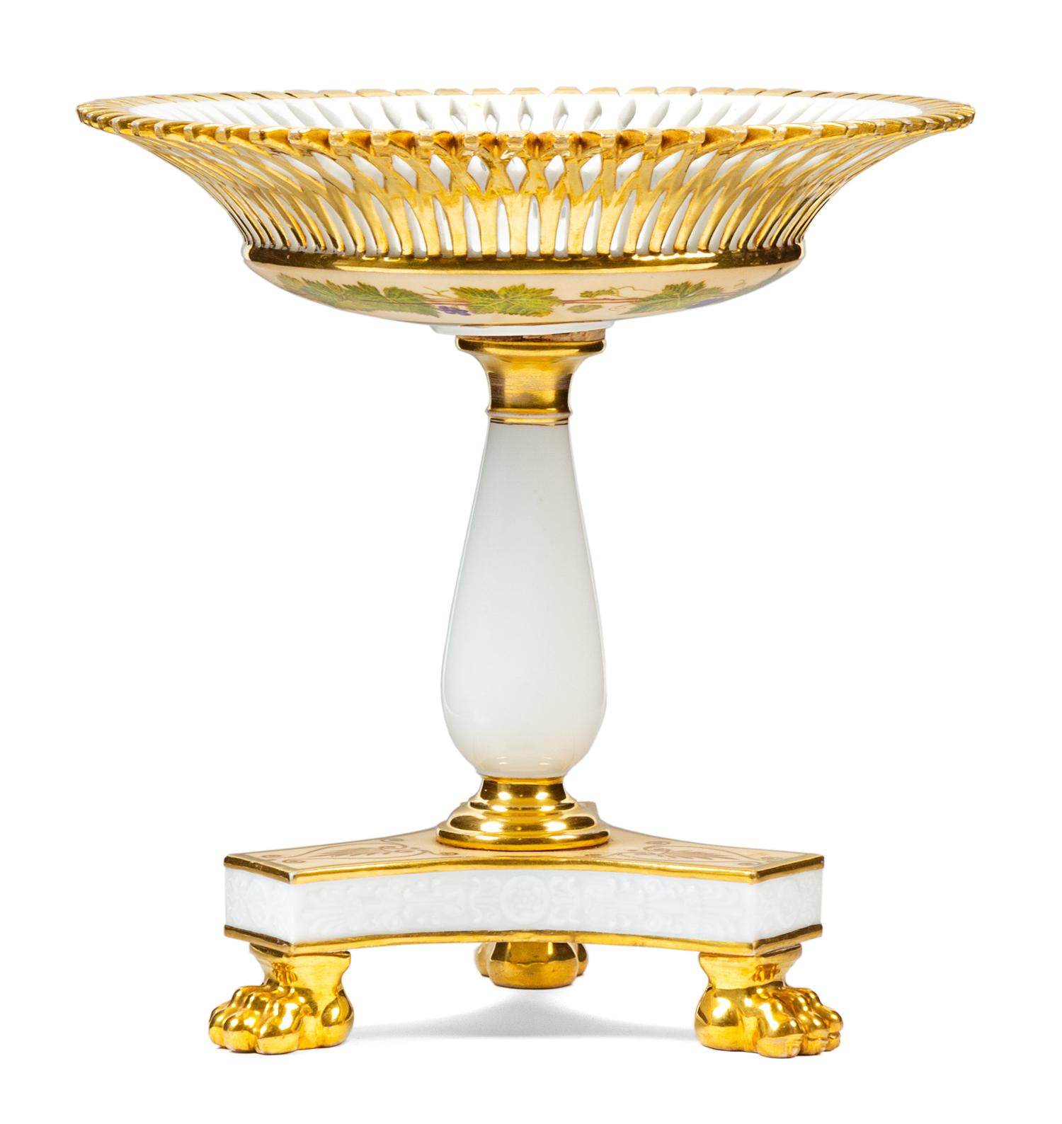 An Empire Style Parcel Gilt Porcelain Tazza