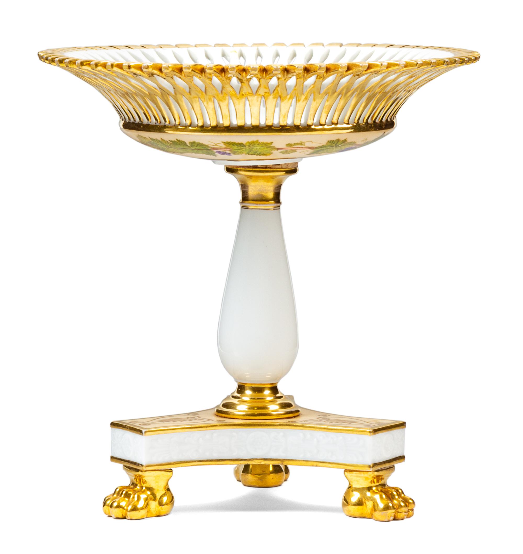 An Empire Style Parcel Gilt Porcelain Tazza