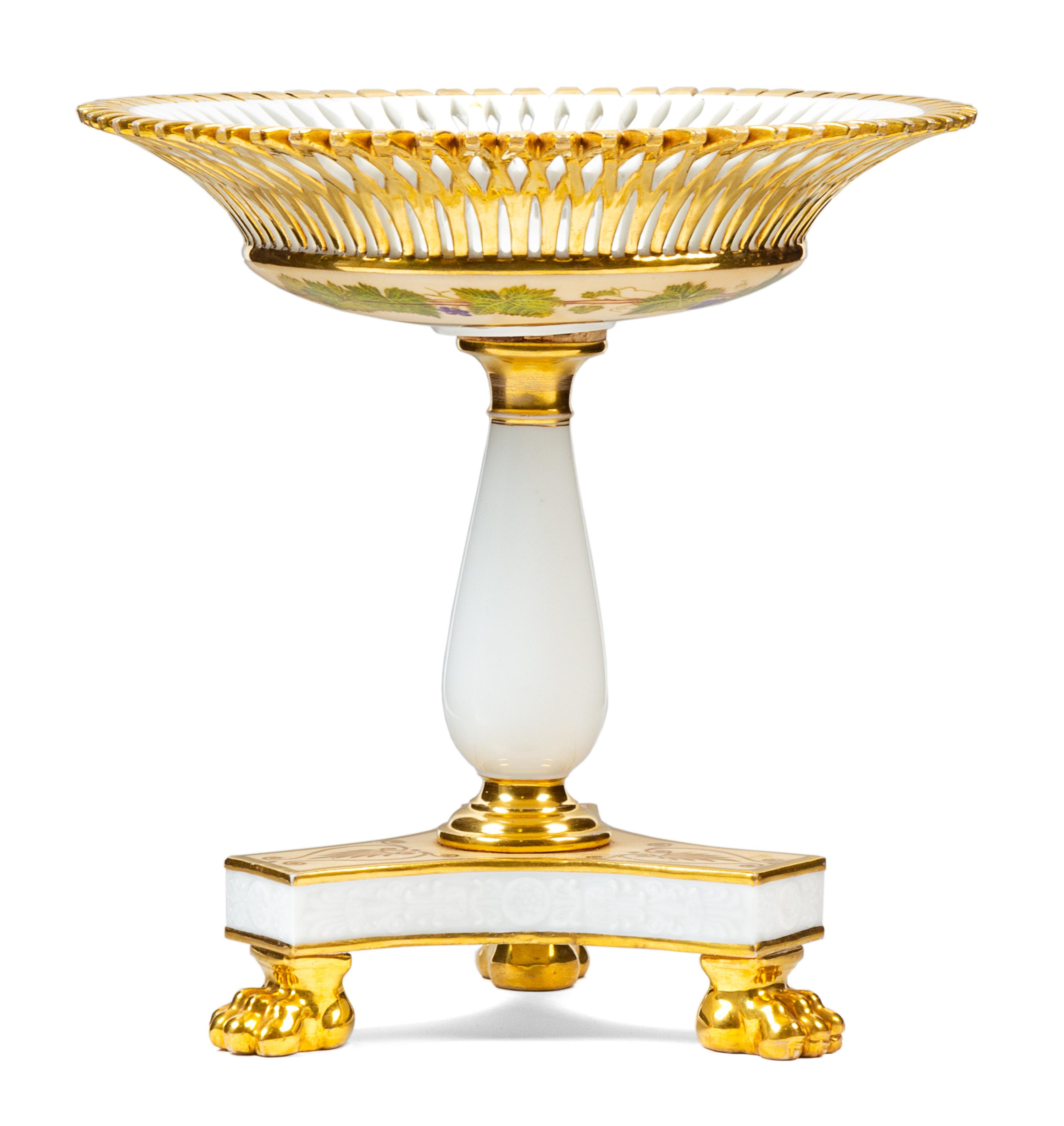 An Empire Style Parcel Gilt Porcelain Tazza