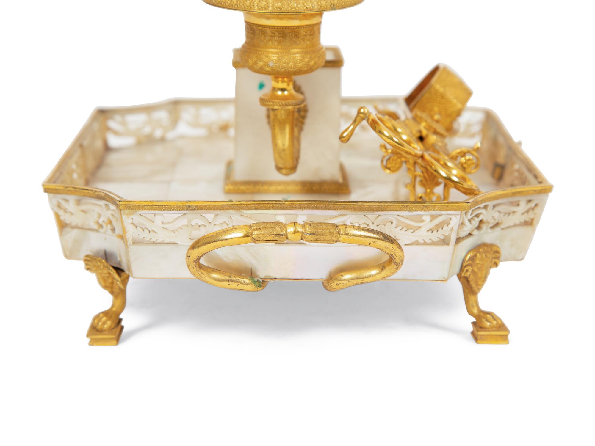 A Palais Royal Gilt Bronze, Shell and Mother-of-Pearl Candelabrum à Écran