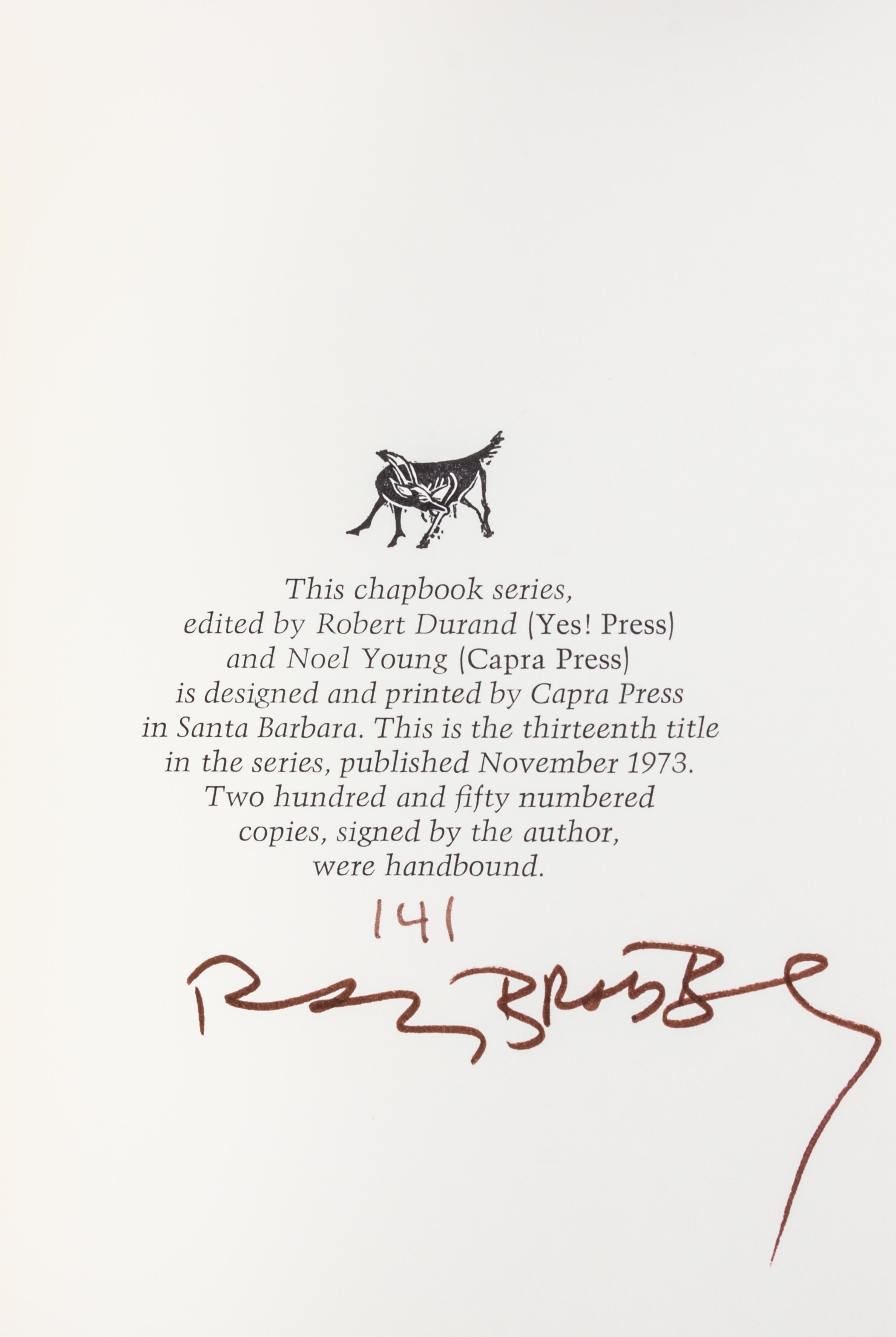 BRADBURY, RAY. Zen and the Art of Writing and The Joy of Writing. Santa Barbara, CA, 1973. Limited, signed.