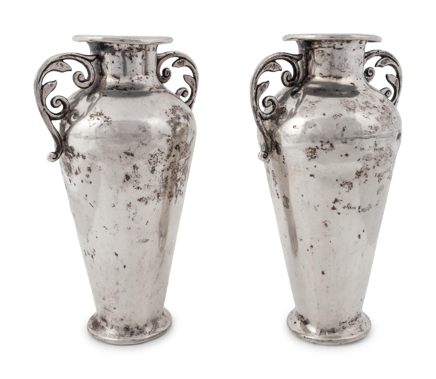 A Pair of Peruvian Silver Vases