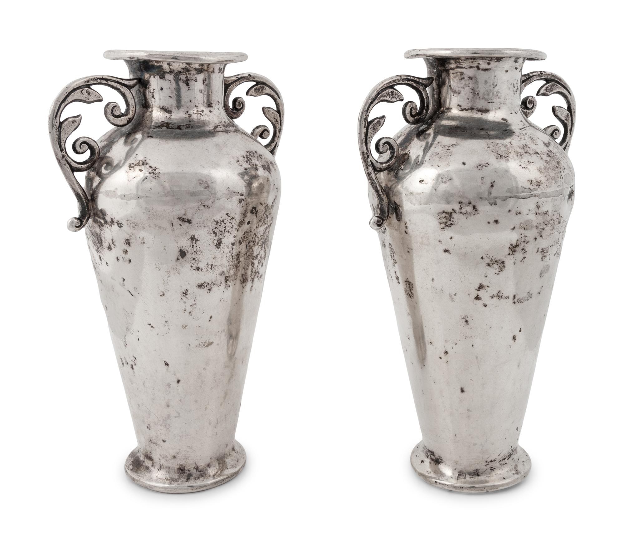 A Pair of Peruvian Silver Vases