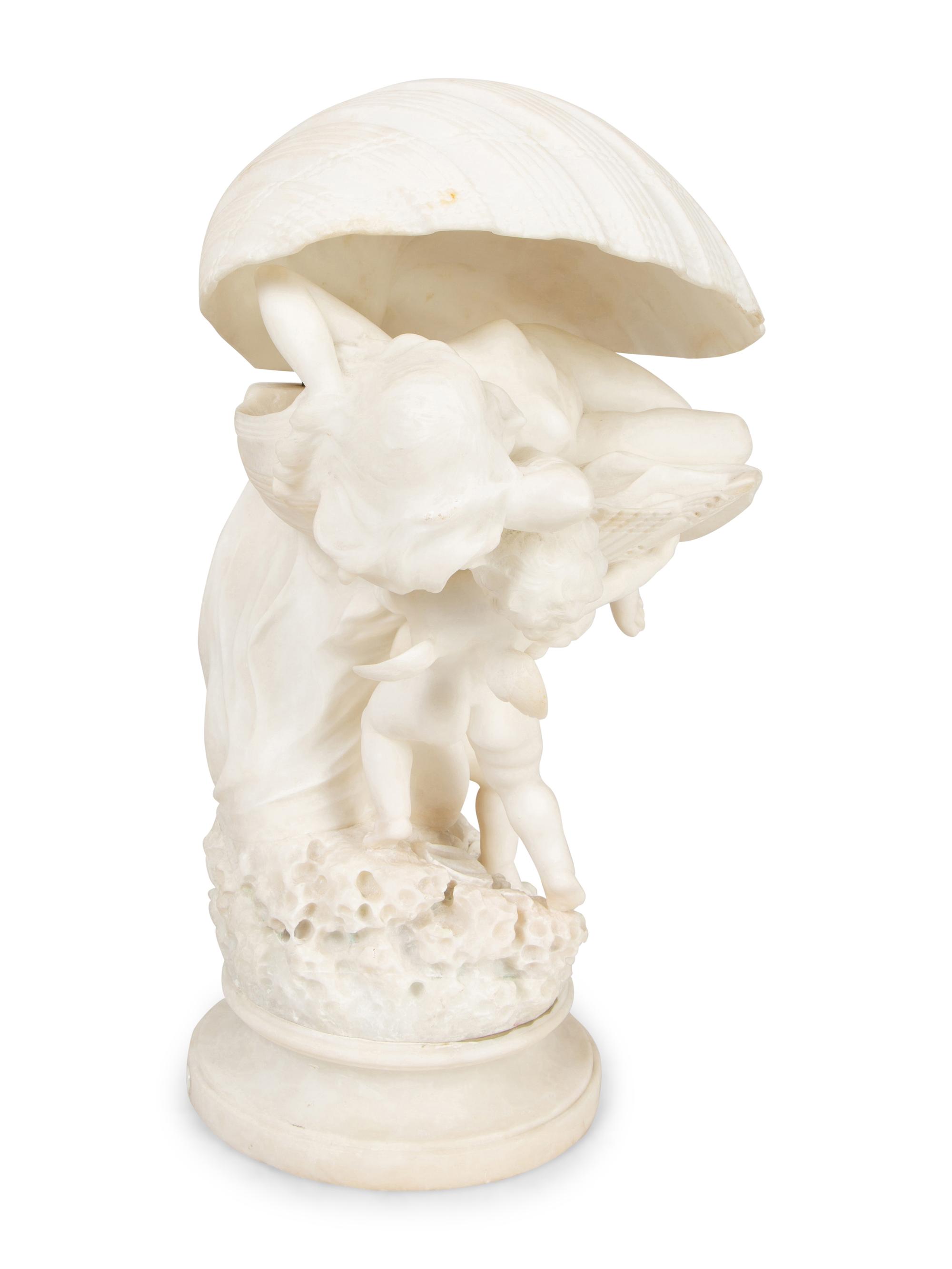 La Perla, a Carved Alabaster Figural Lamp