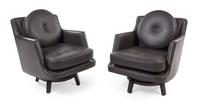 Edward Wormley (American, 1907-1995), DUNBAR, c. 1956, a pair of revolving lounge chairs, model no. 5609