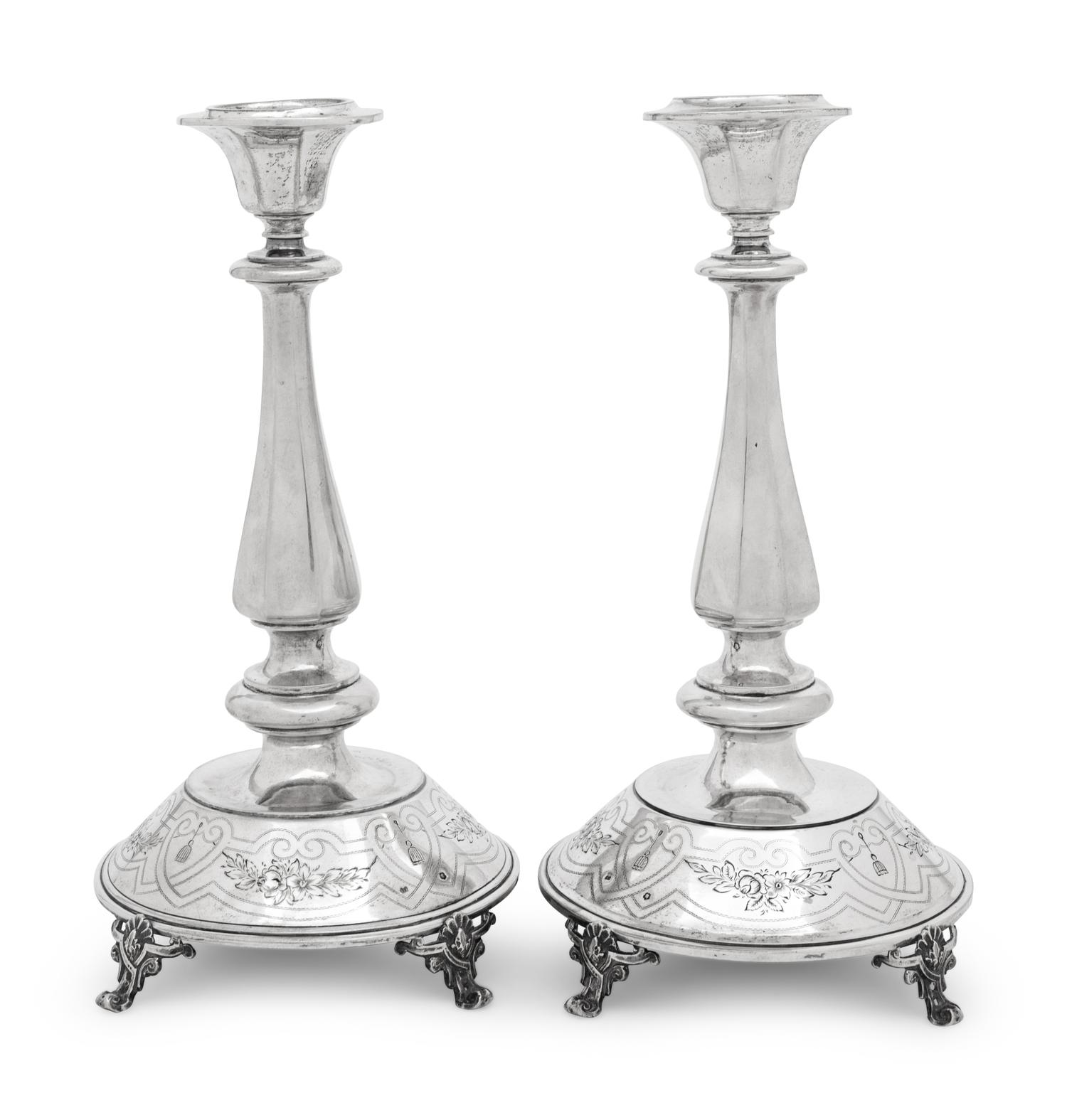 A Pair of Austrian Silver Candlesticks
