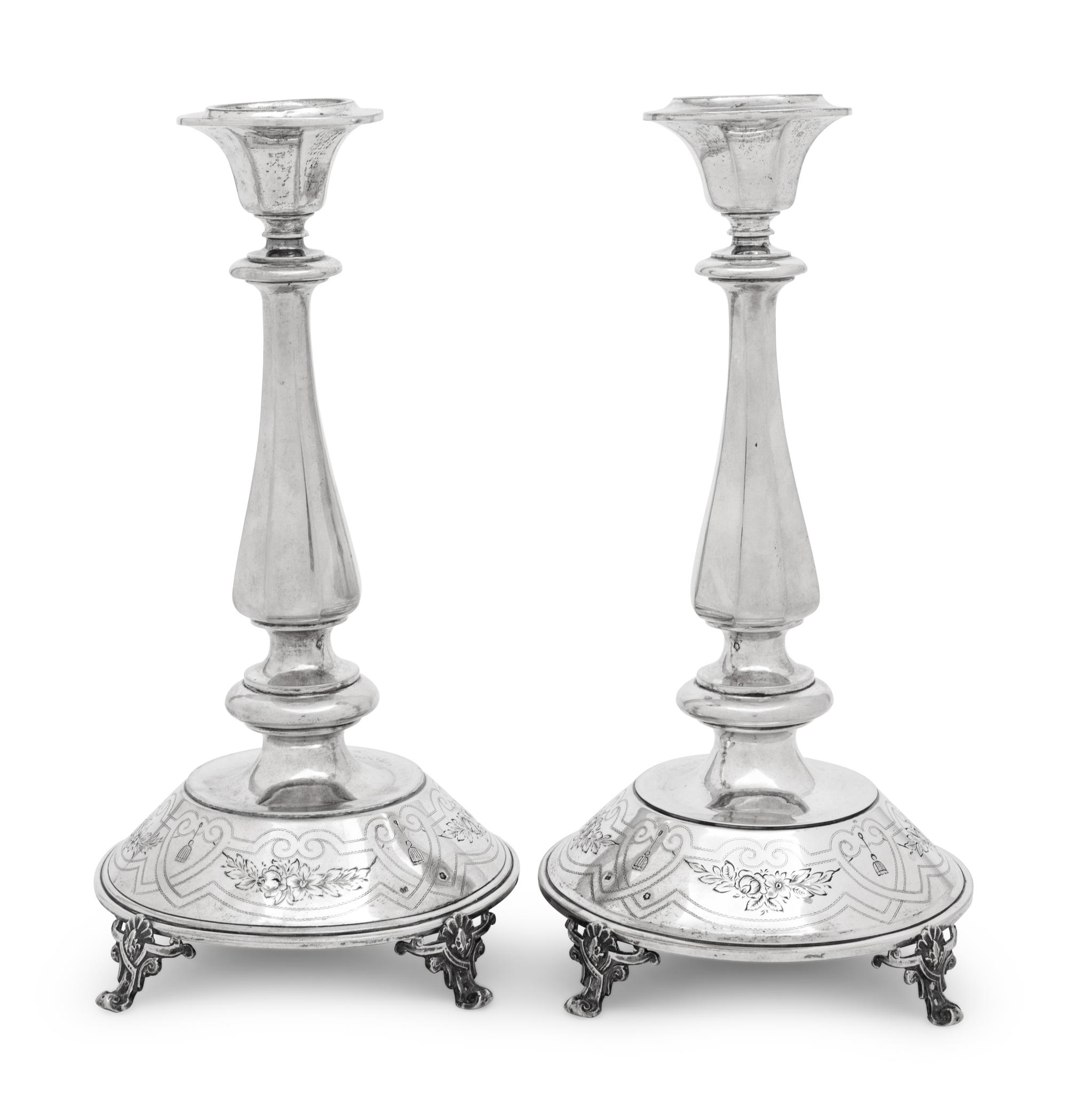 A Pair of Austrian Silver Candlesticks