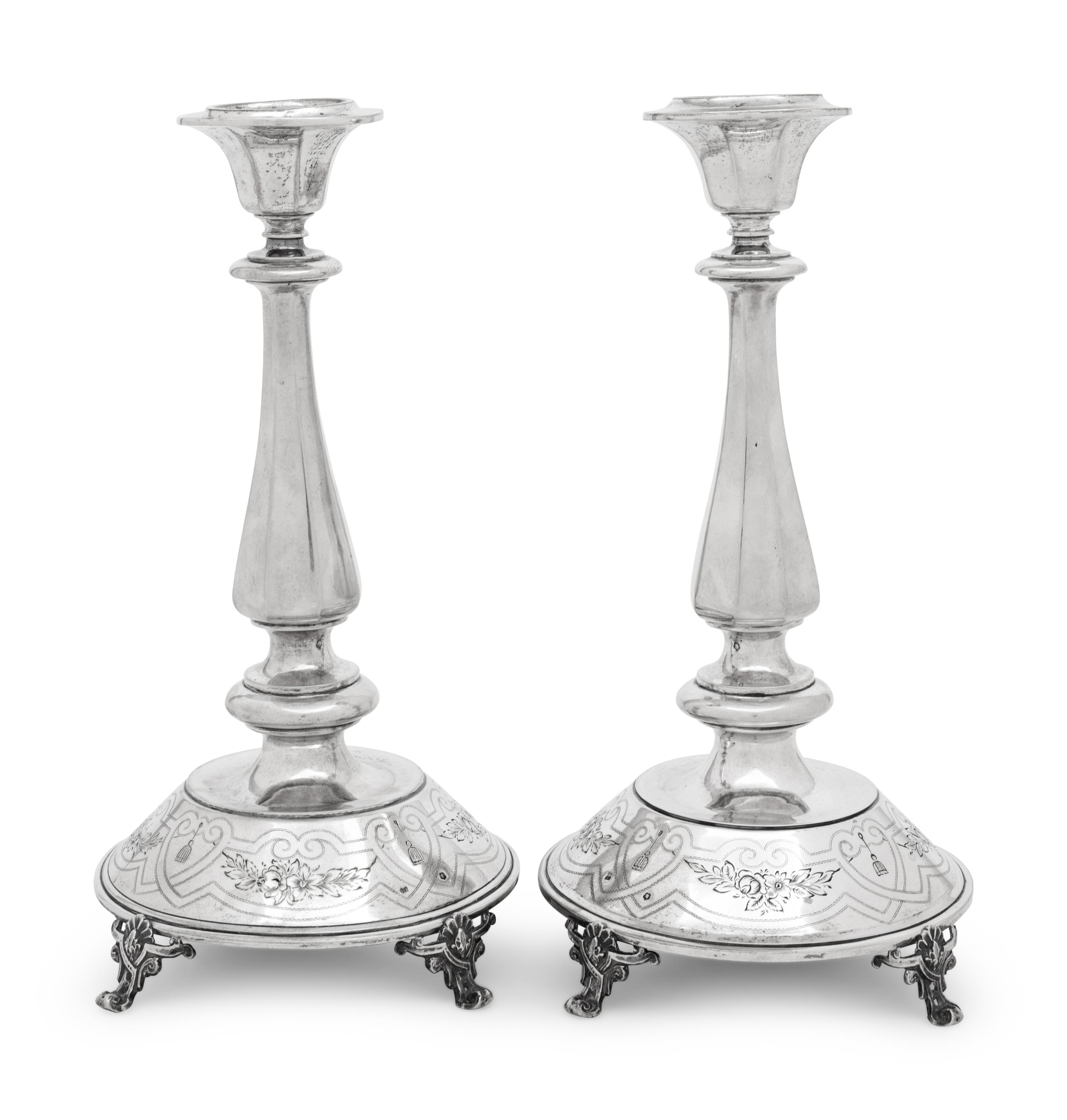 A Pair of Austrian Silver Candlesticks