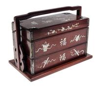 A Chinese Mother-of-Pearl Inlaid Rosewood Picnic Box Height 10 x width 8 x length 14 inches.