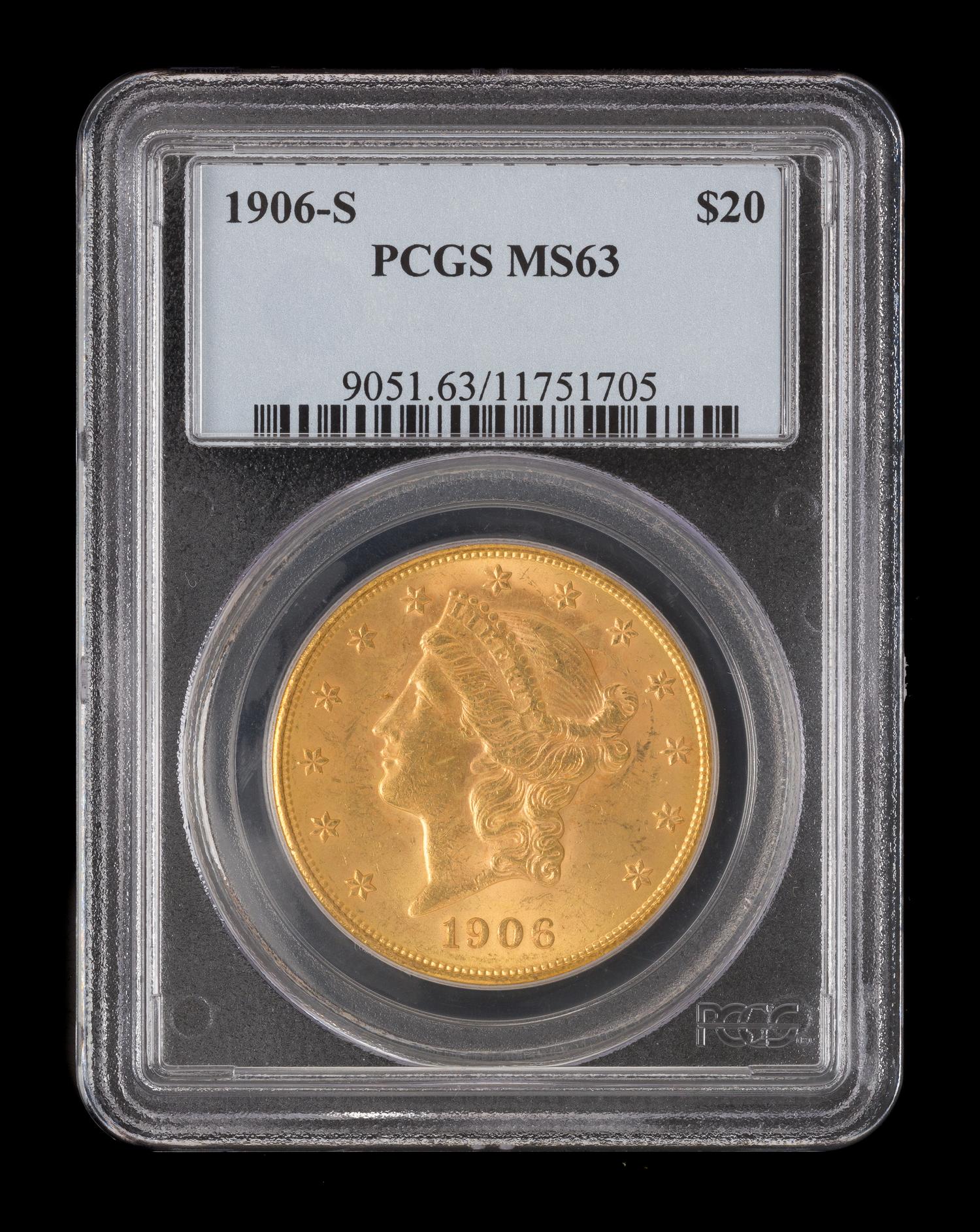 A United States 1906-S Liberty Head $20 Gold Coin