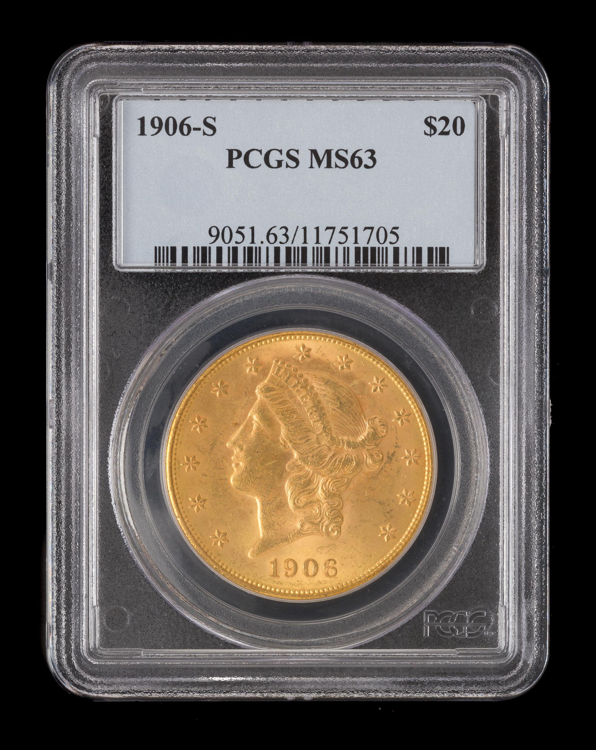 A United States 1906-S Liberty Head $20 Gold Coin