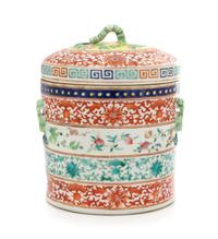 A Famille Rose and Iron Red Porcelain Jar and Cover Height 8 1/2 inchees. — LATE 19TH CENTURY