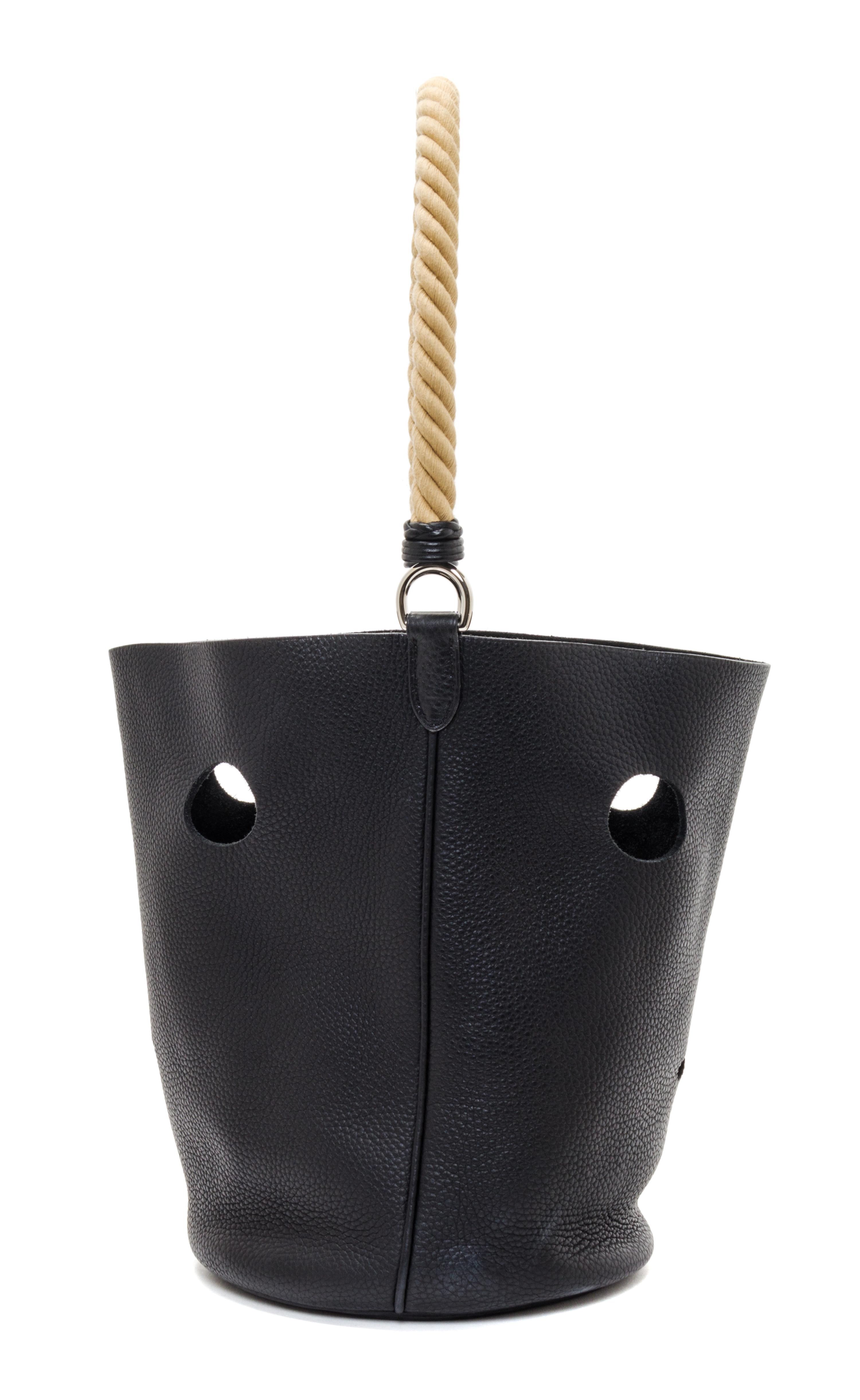 An Hermes Noir Taurillon Clemence Mangeoire PM Handbag, 10" x 8" x 5.5".