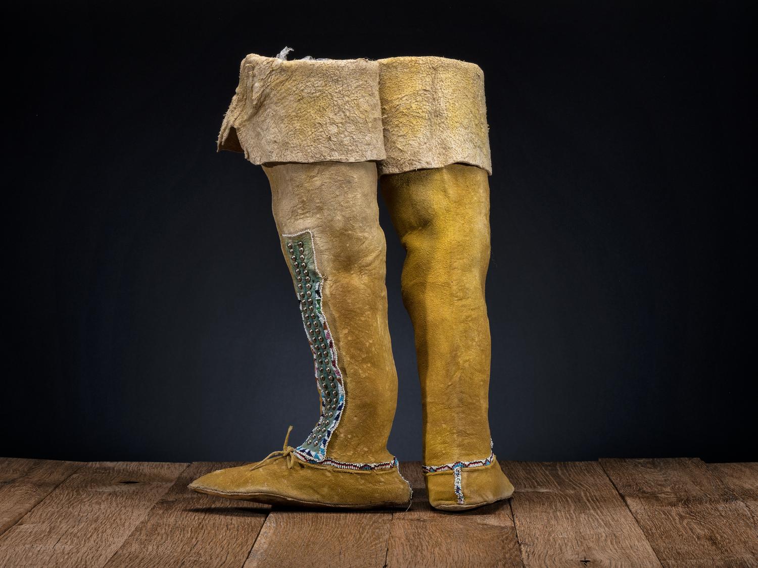 Commanche Beaded Hide Boot Moccasins