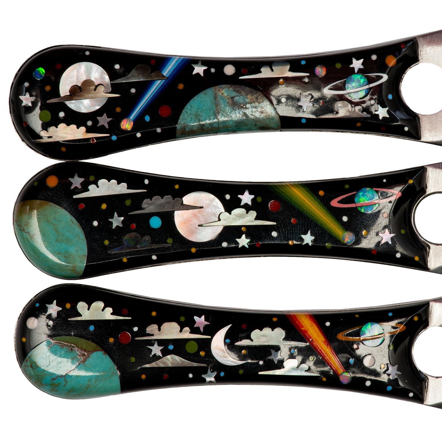 Navajo or Zuni Celestial Mosaic Inlay Throwing Knives
