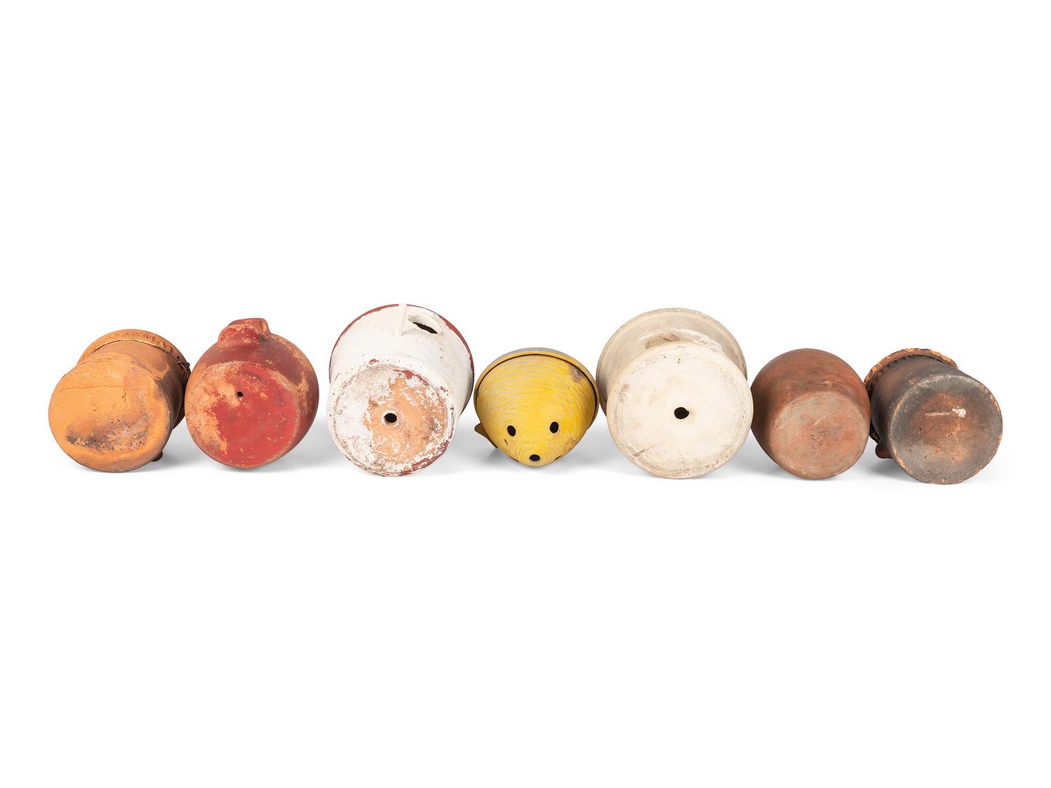 Seven Redware and Stoneware Birdhouses