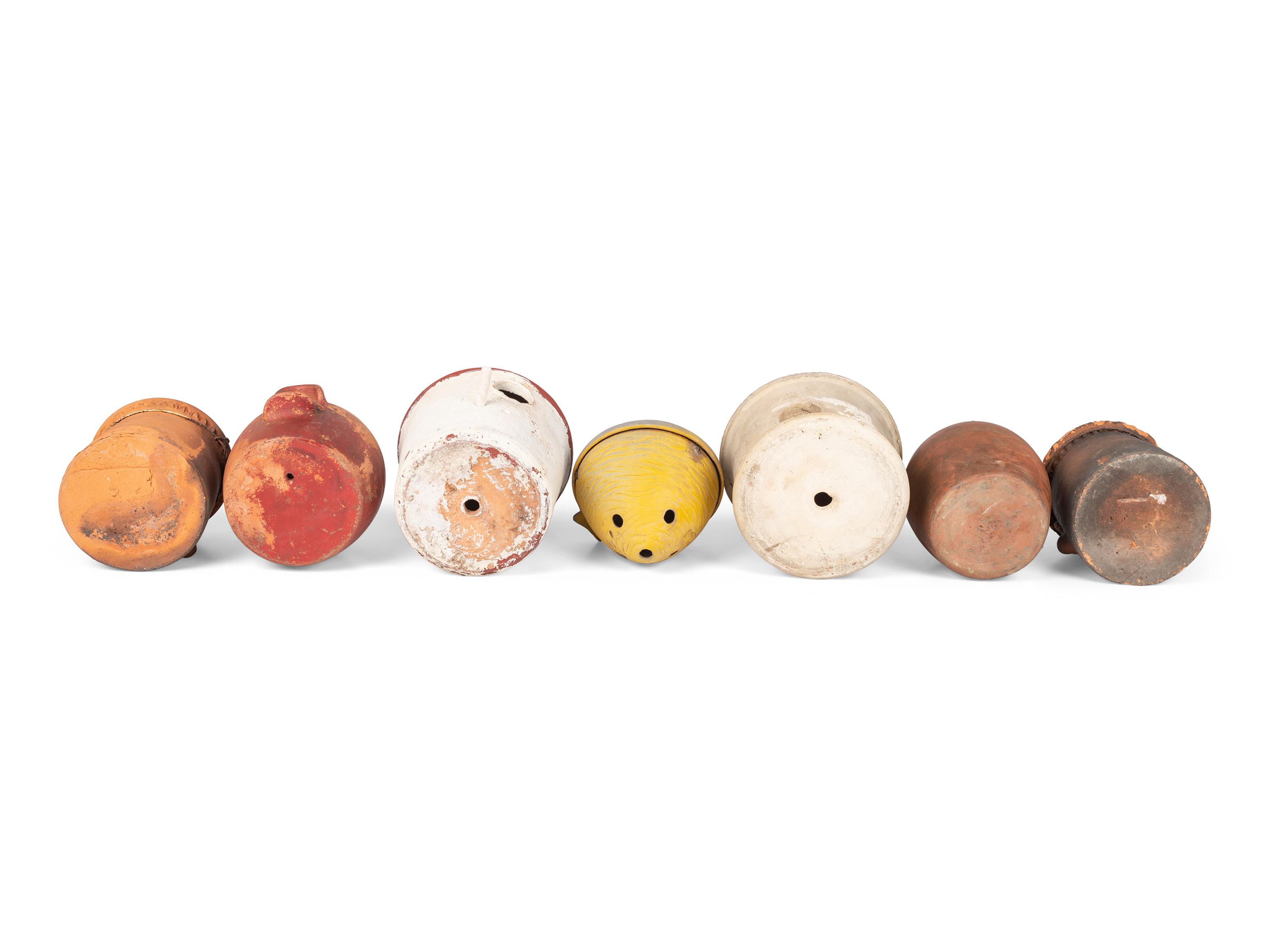 Seven Redware and Stoneware Birdhouses