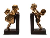 Two French Patinated Bronze Figures of Voltaire and Rousseau