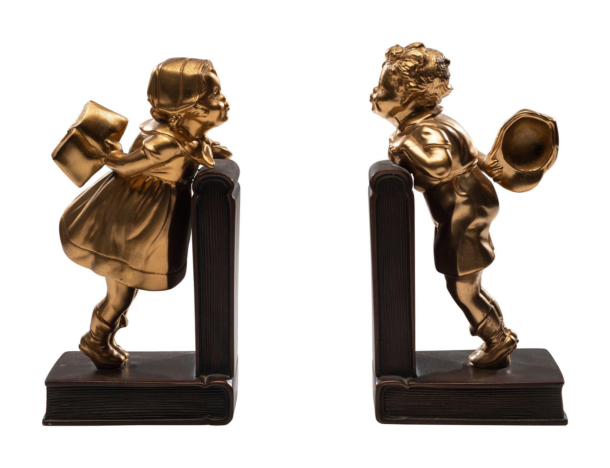 Two French Patinated Bronze Figures of Voltaire and Rousseau
