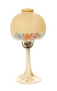 An American Reverse Painted Boudoir Lamp Diameter of shade 6 1/4 inches.