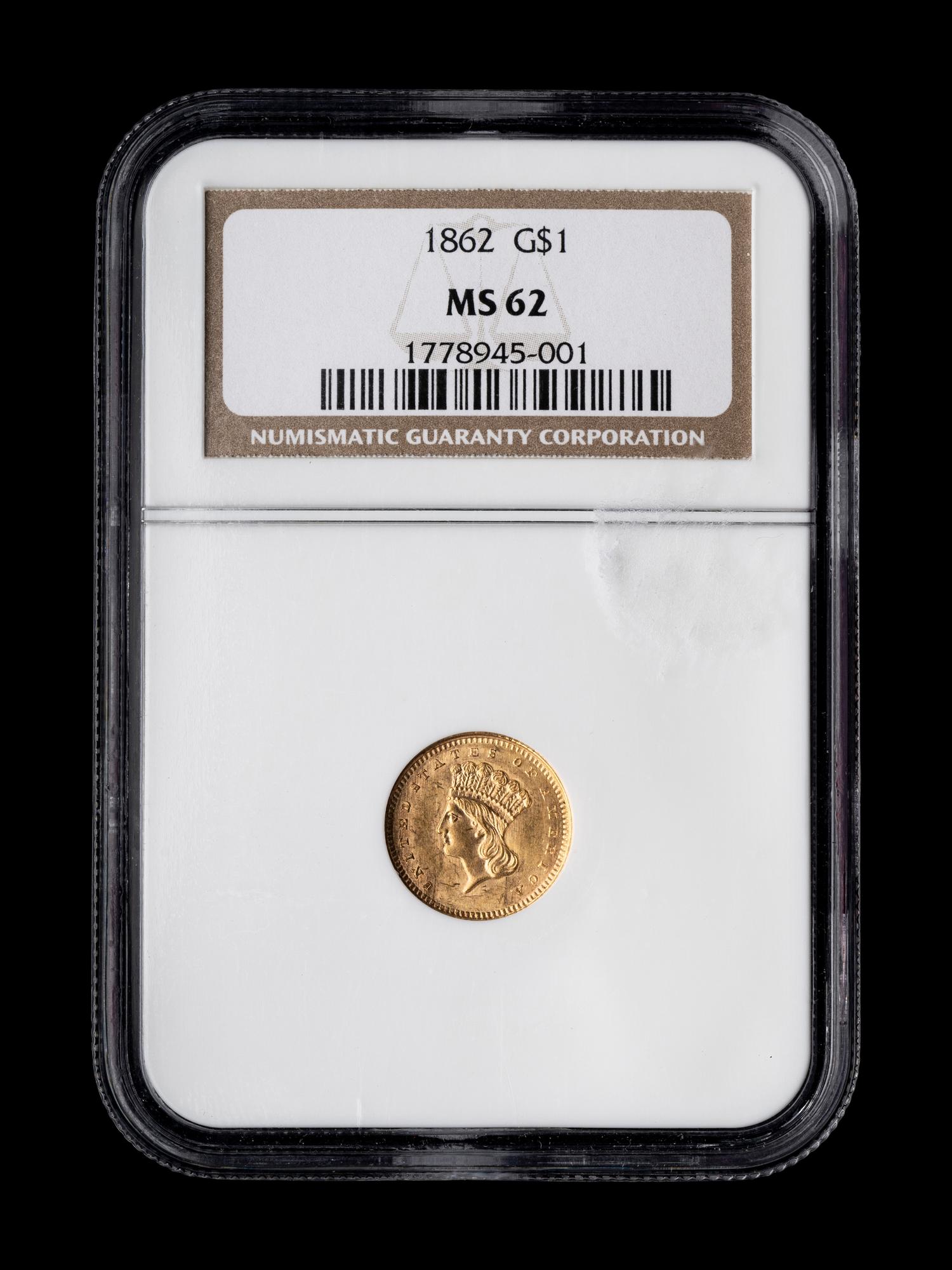 An 1862 Indian Princess $1 Gold Coin (NGC MS62)