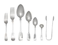 A Collection of Scottish Shell and Fiddle Silver Flatware Articles