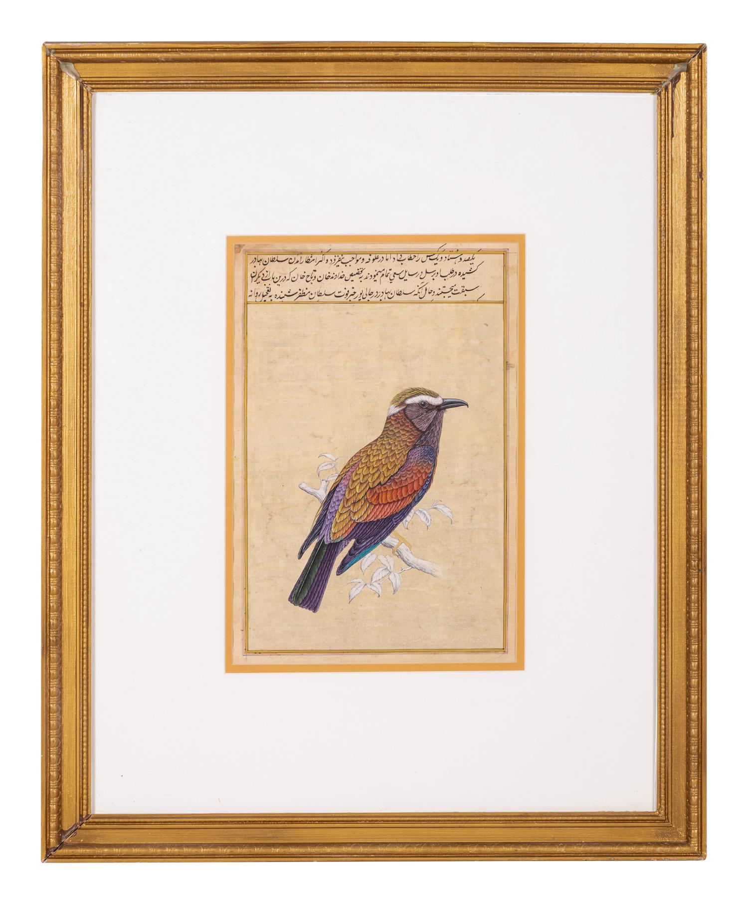 Four Indian and Islamic Miniature Paintings Depicting Birds