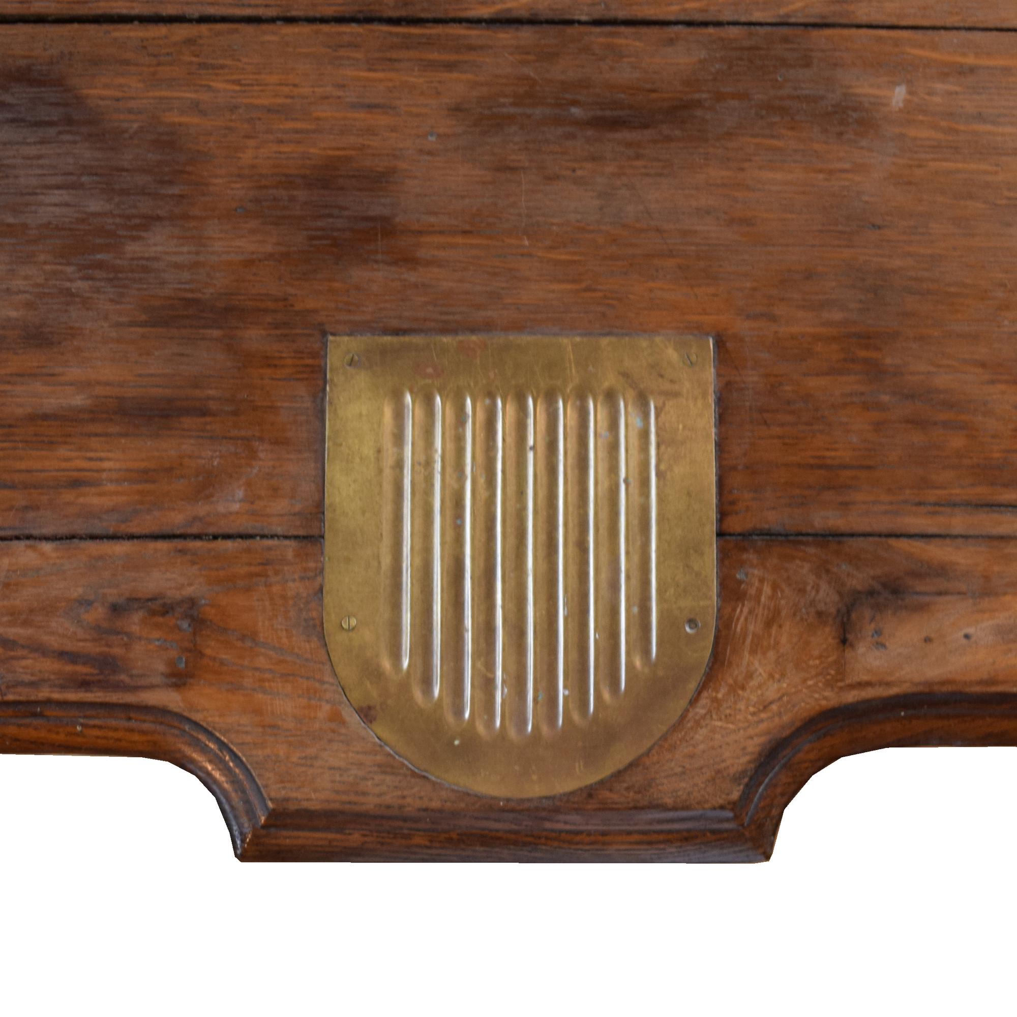 An Oak and Brass Maitre D' Stand 35" W x 23" D x 41.5" H — France