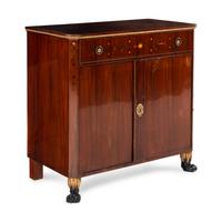 A North European Parcel Gilt Mahogany and Marquetry Dressing Cabinet
