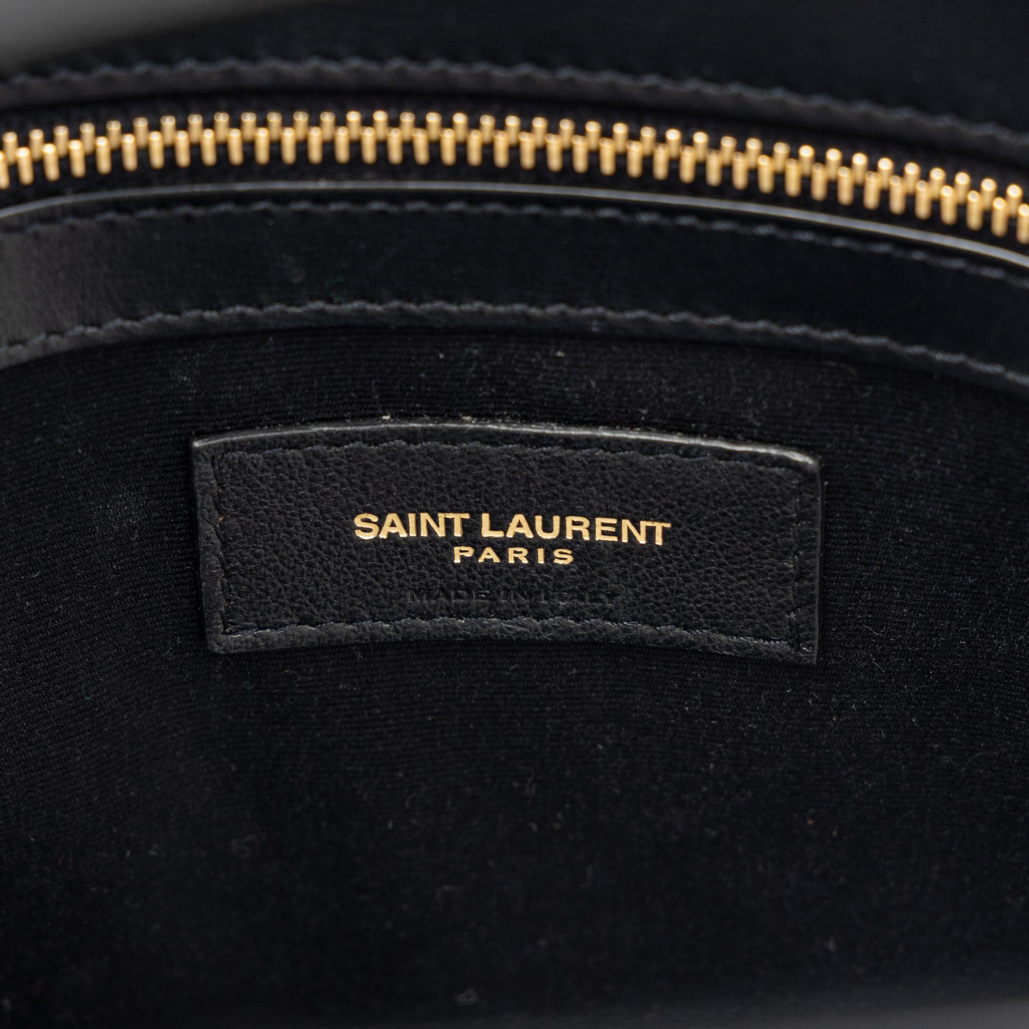 SAINT LAURENT, BLACK LEATHER MANHATTAN BAG