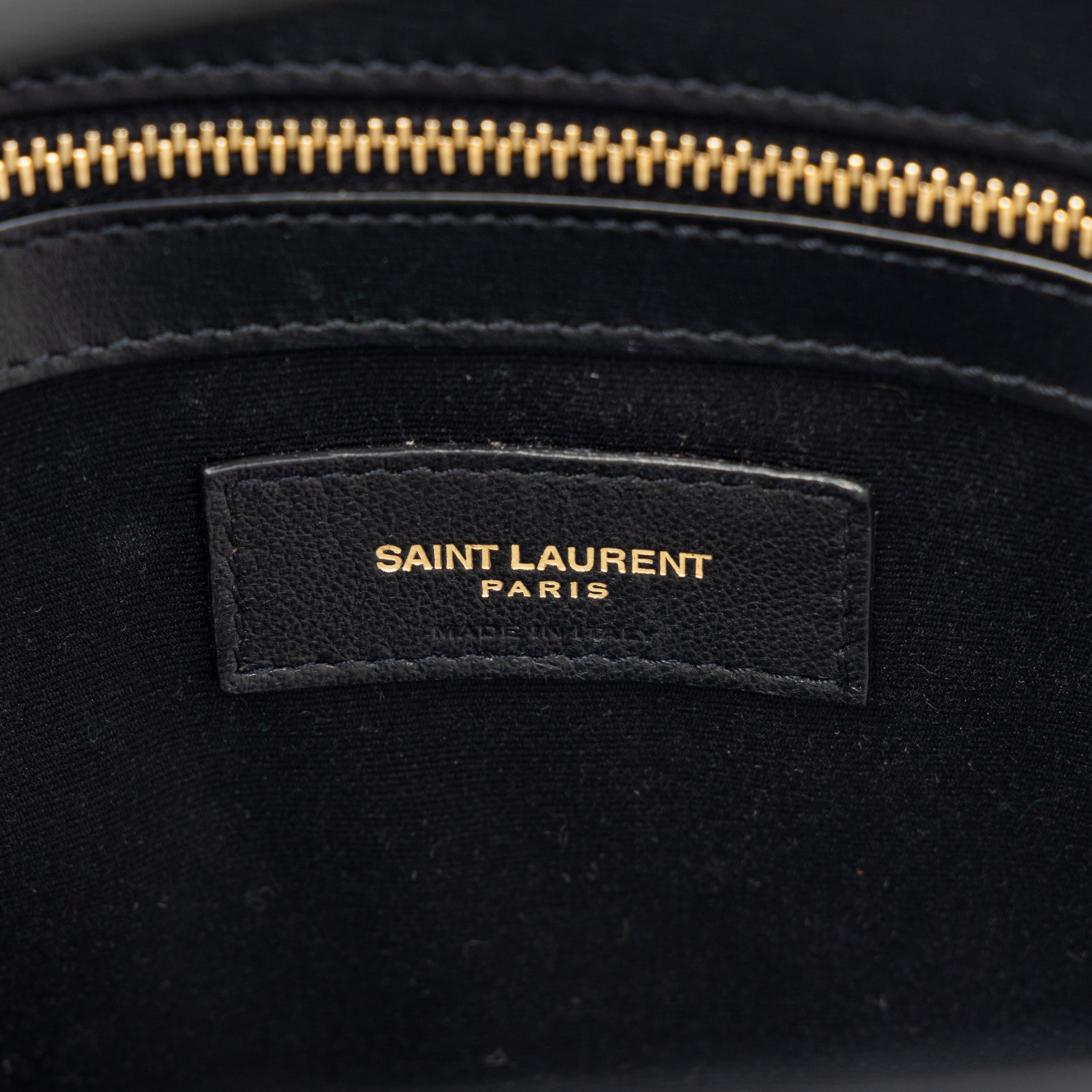 SAINT LAURENT, BLACK LEATHER MANHATTAN BAG