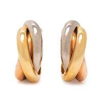 CARTIER, TRICOLOR GOLD 'TRINITY' EARCLIPS