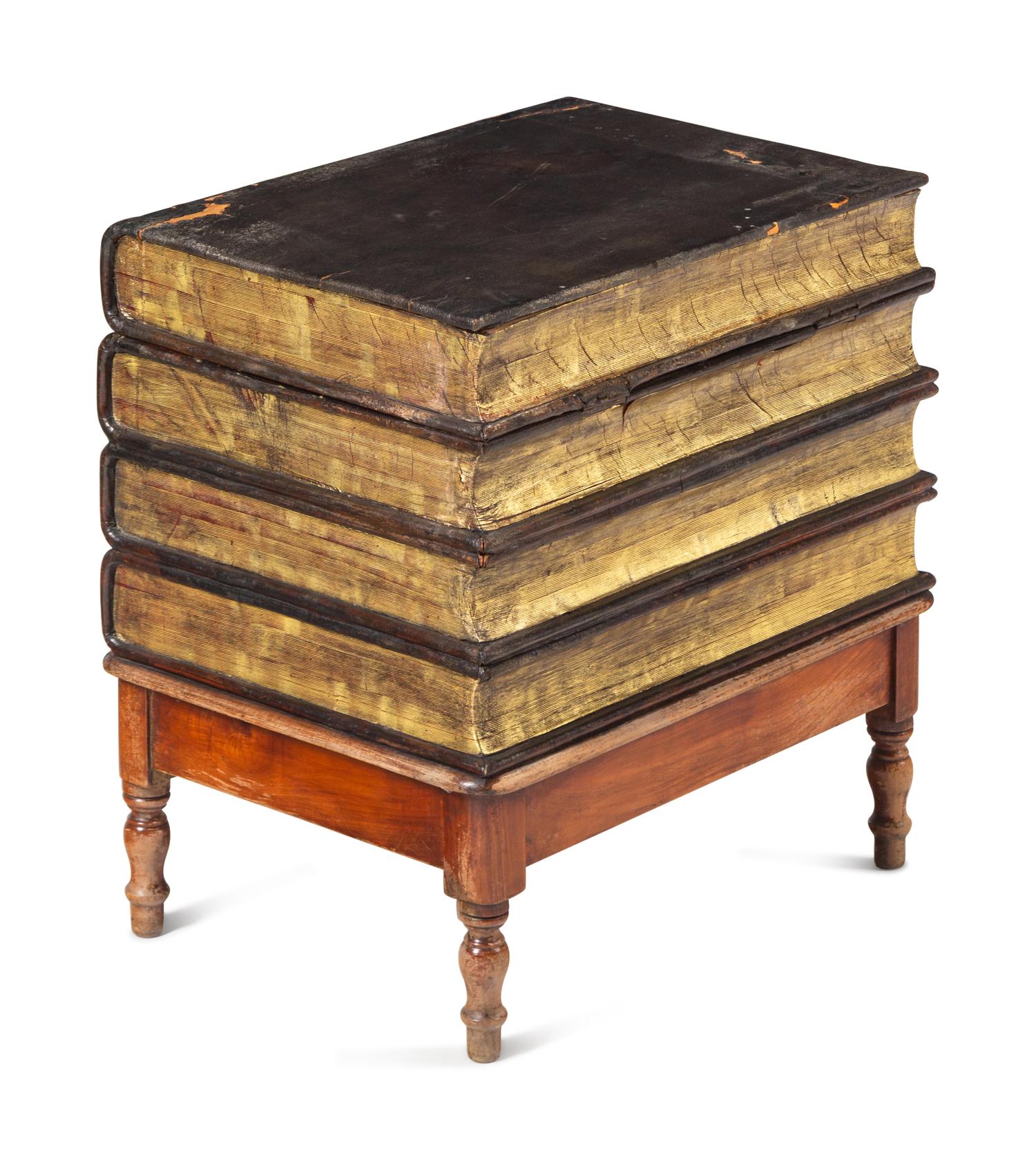A Louis Philippe Book Spine and Birch Low Storage Table