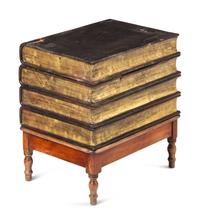 A Louis Philippe Book Spine and Birch Low Storage Table