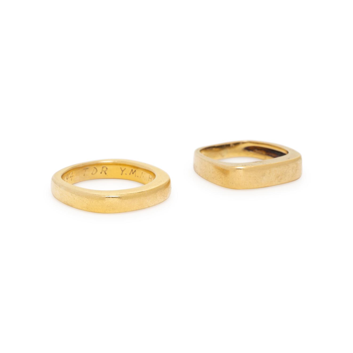 TWO YELLOW GOLD RINGS