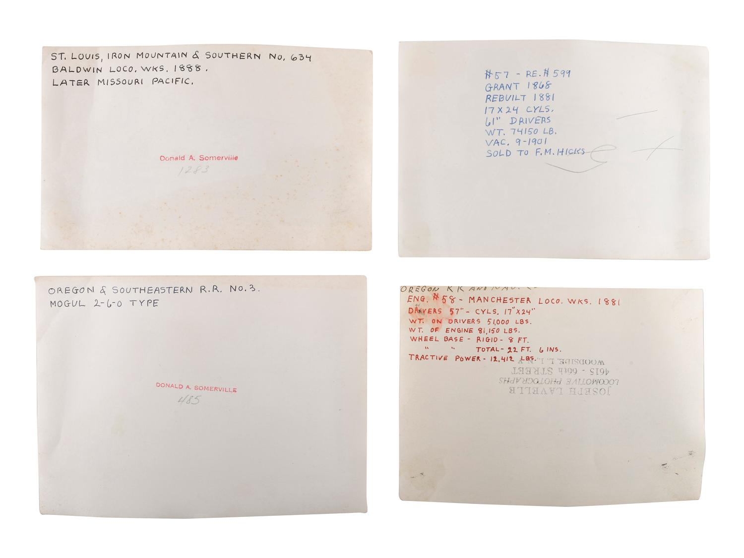 [TRANSPORTATION - RAILROAD]. A collection of over 140 photographs of locomotives. Ca 1910s-1940s.