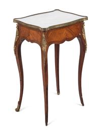 A Louis XV Style Gilt Bronze Mounted Marble-Top Side Table