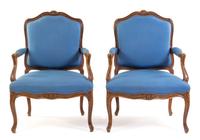 A Pair of Louis XV Style Fauteuils Height 38 inches. — 19TH CENTURY
