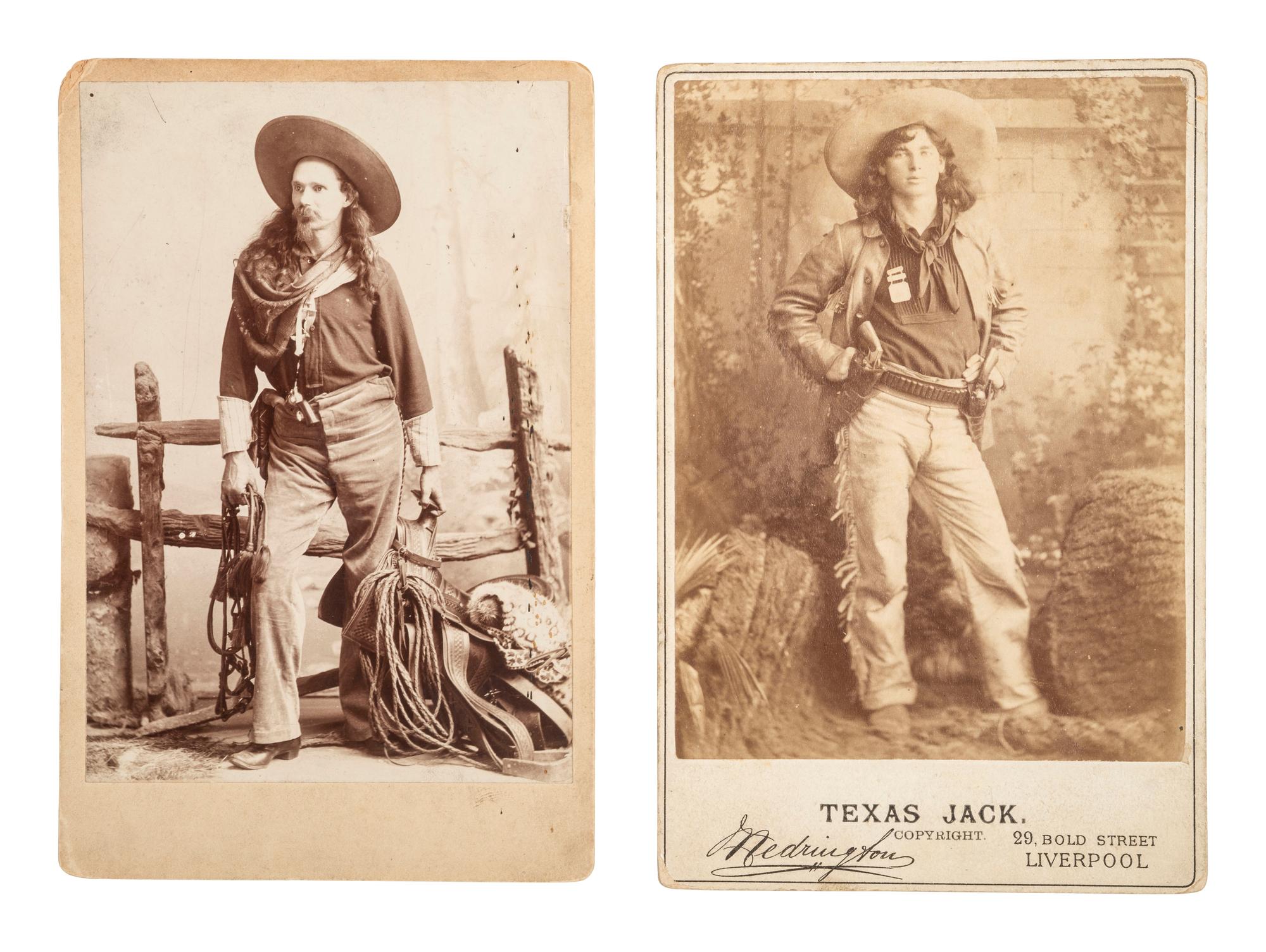 [WILD WEST SHOWS]. 2 cabinet cards of "Kentucky Frank" and "Texas Jack Jr."