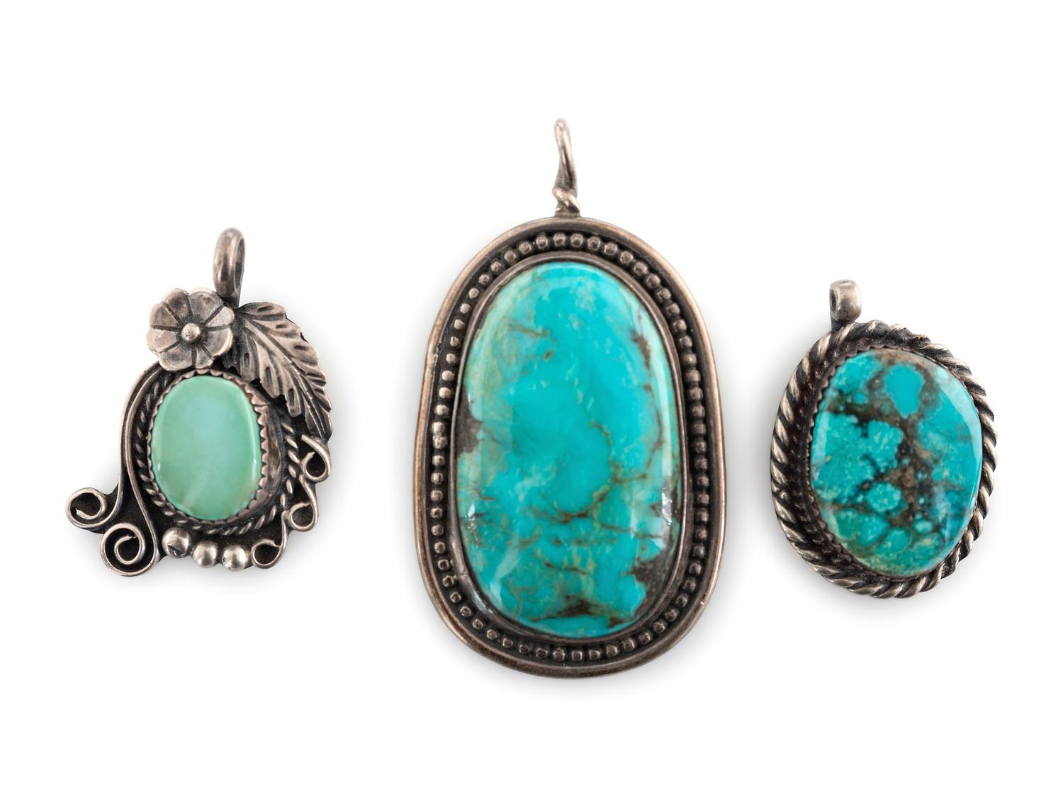Navajo and Southwestern-style Silver and Turquoise Pendants