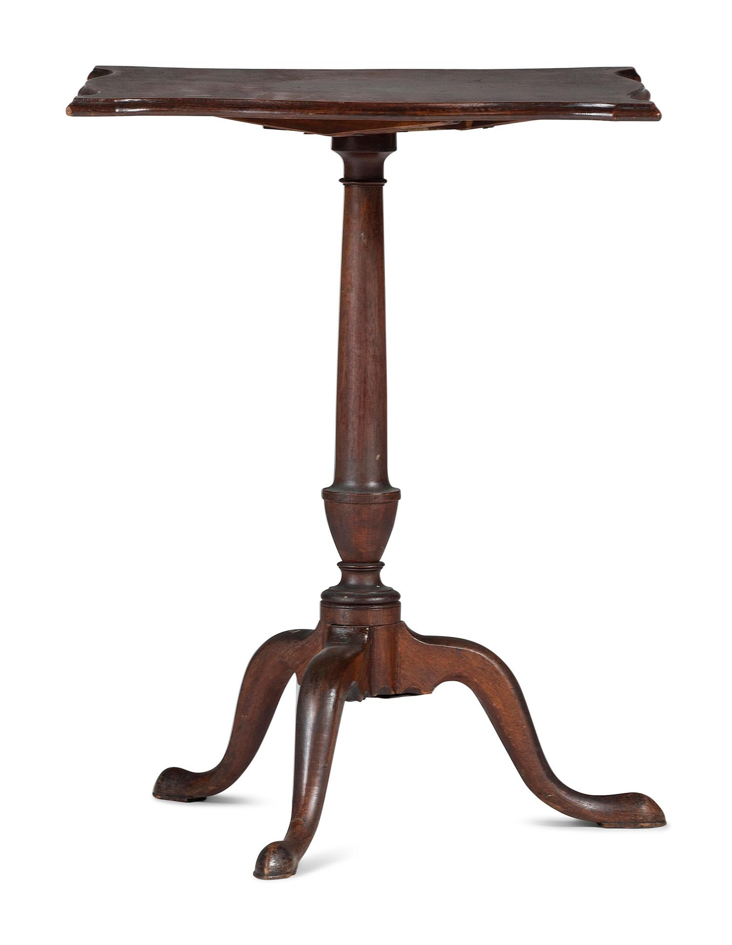 A Federal Carved and Turned Mahogany Handkerchief Tilt-Top Candlestand