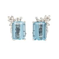 AQUAMARINE AND DIAMOND CLIP EARRINGS