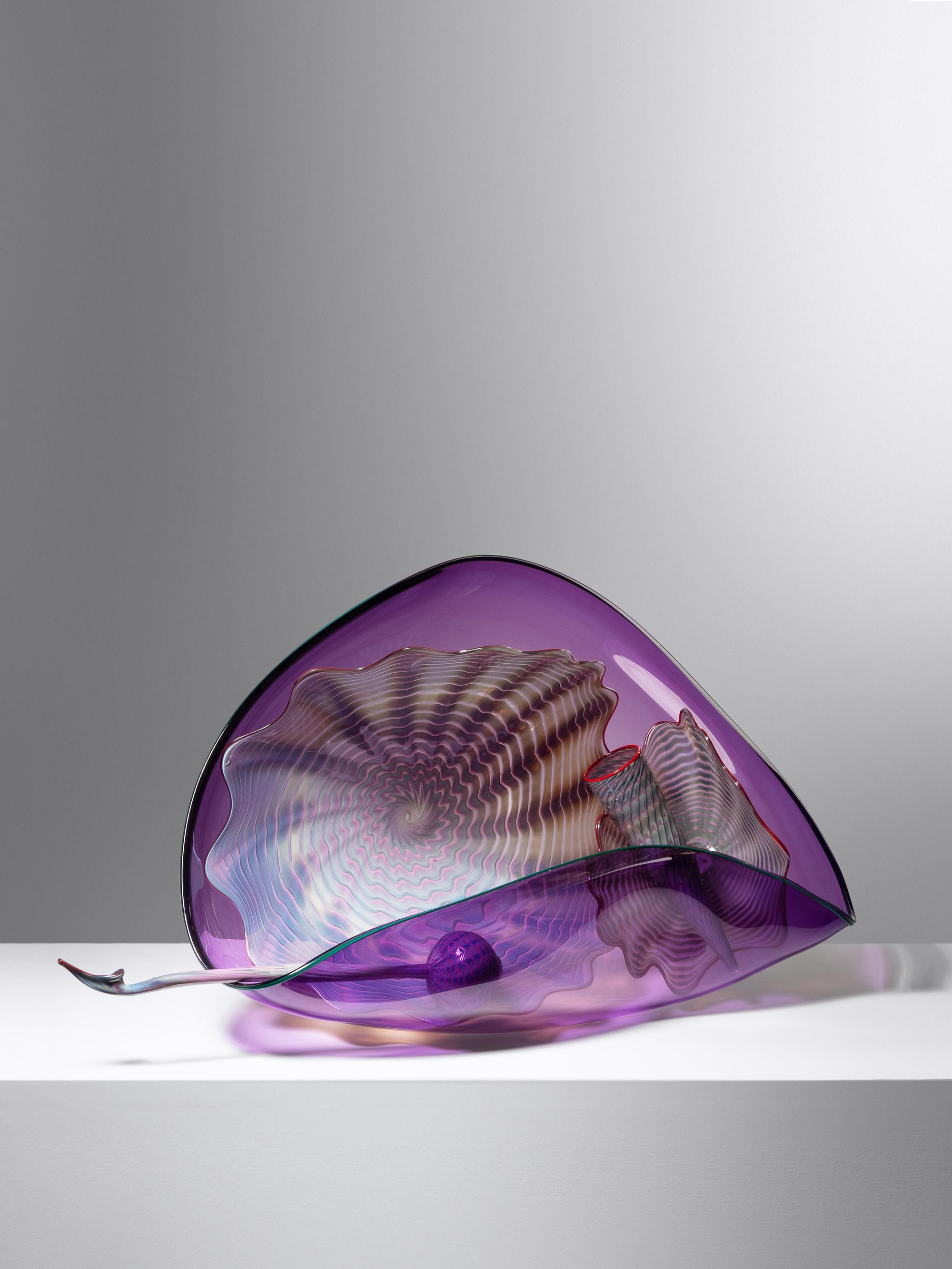 Five Piece Purple Persian Set with Red and Green Lips, c. 1988