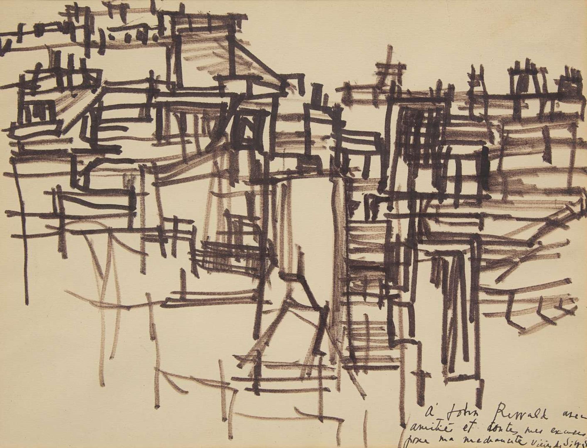 Maria Helena Vieira da Silva (Portuguese, 1903-1992) - Sans Titre (Rooftops)