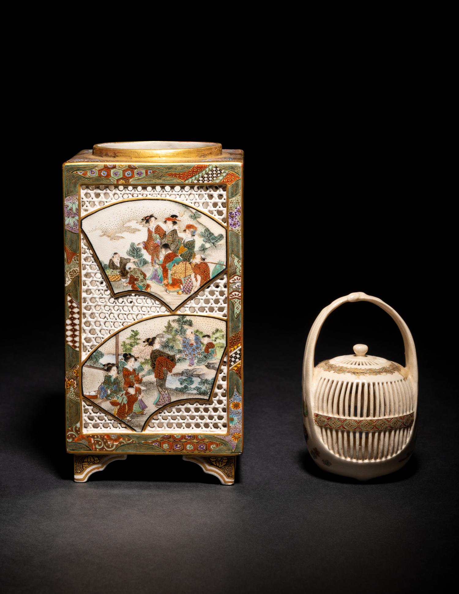 Two Japanese Satsuma Incense Burners, Koro