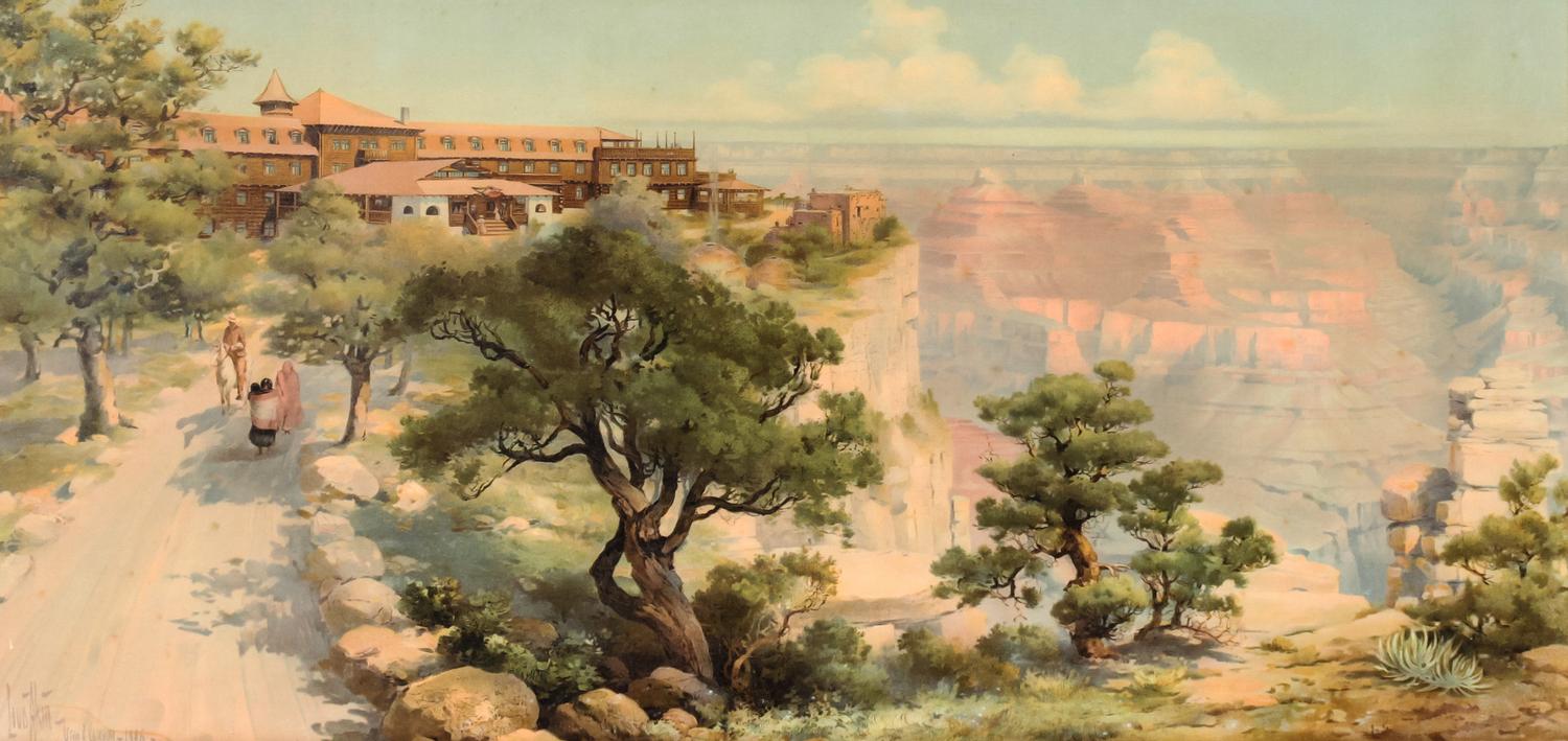 Luis Akin, (American, 1868-1913), chromolithographEl Tovar, Grand Canyon signed Luis Akin - Grand Canyon, 1906