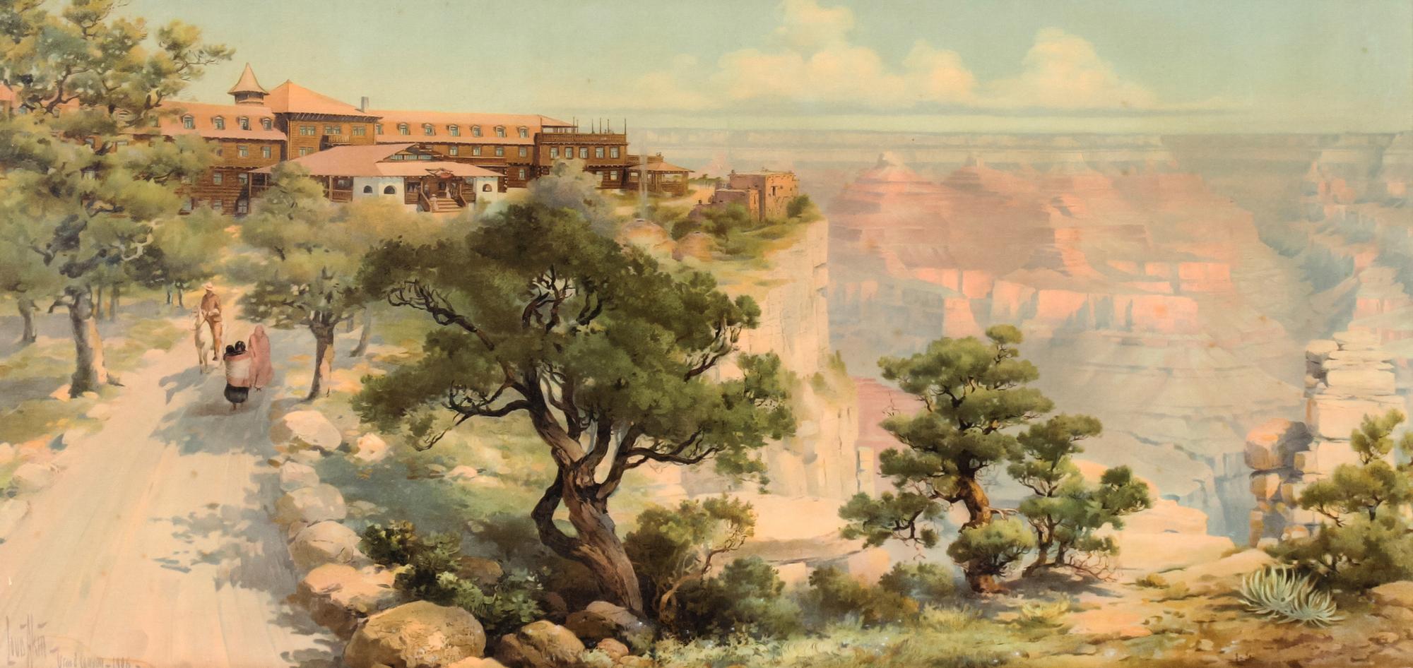 Luis Akin, (American, 1868-1913), chromolithographEl Tovar, Grand Canyon signed Luis Akin - Grand Canyon, 1906